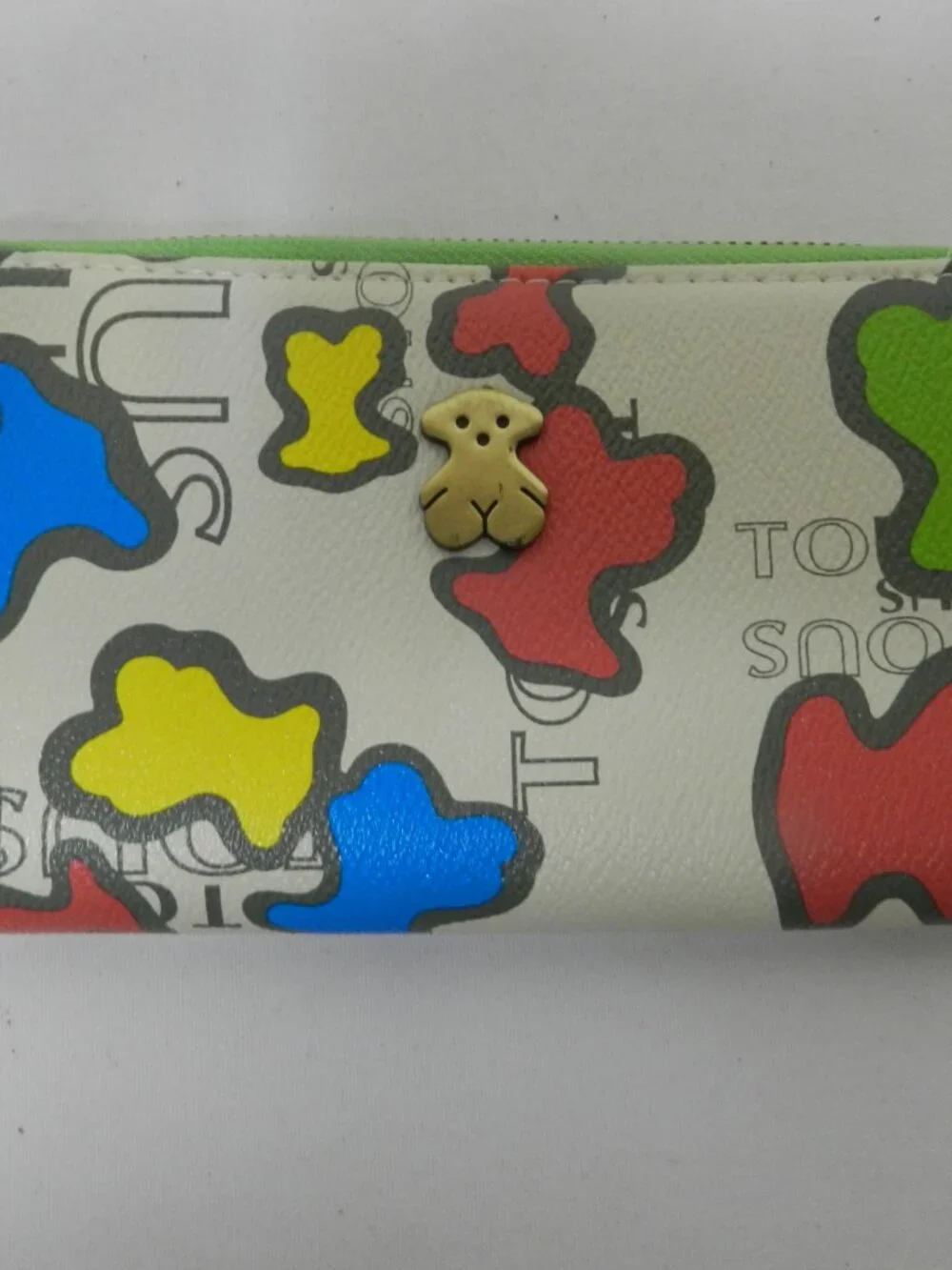 TOUS Leather zip around clutch wallet w/ Teddy Bear abstract 8
